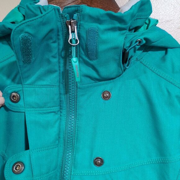 Marmot Portillo Insulated Jacket Blue Green Teal Hooded Snap Coat Women's Small - Picture 3 of 16